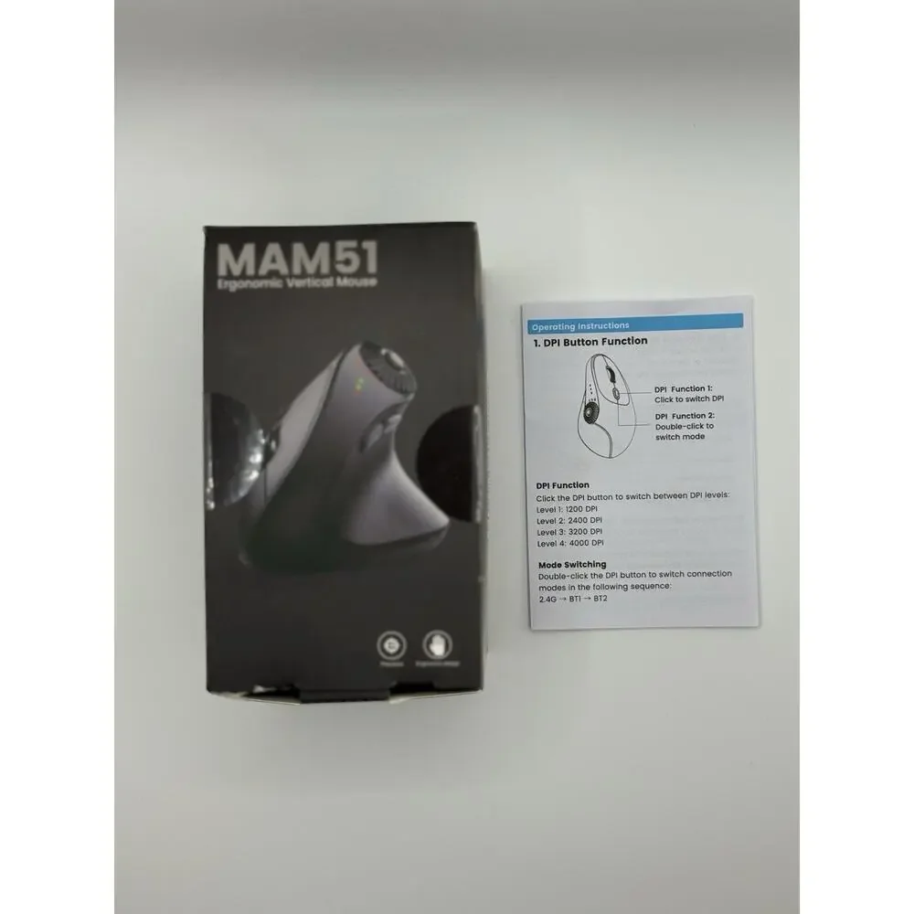 SABLUTE MAM51 Vertical Mouse Bluetooth 2.4G Wireless 4000 DPI
